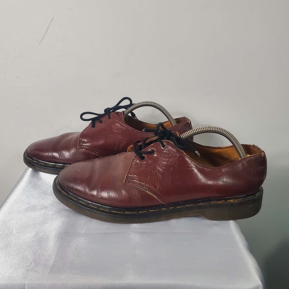 Dr. Martens Burgundy Leather Oxfords Shoes - Picture 7 of 13